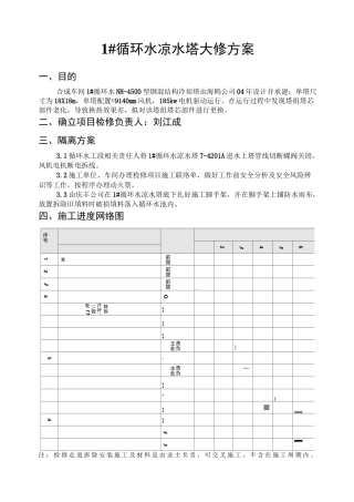 1#循环水凉水塔检修方案