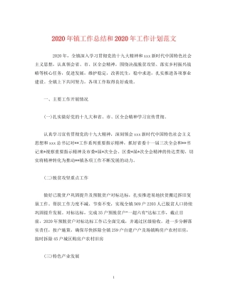 工作总结年镇工作总结和年工作计划范文