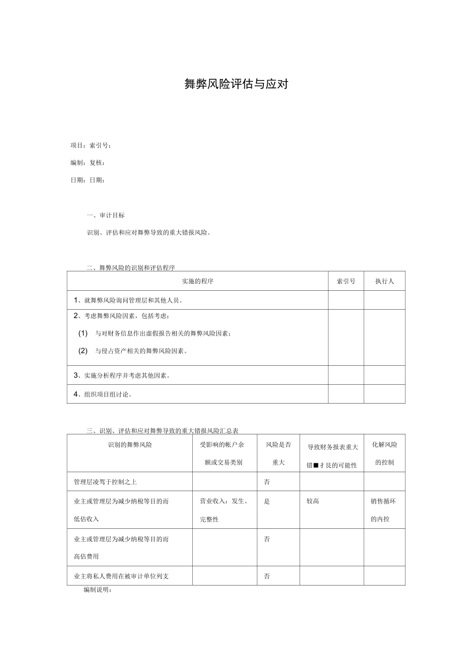 舞弊风险评估与应对_第1页