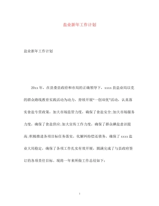 盐业新年工作计划2