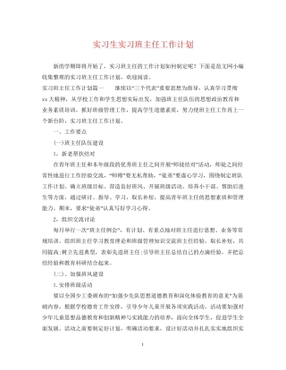 实习生实习班主任工作计划