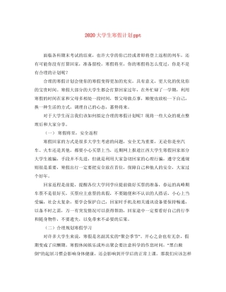 大学生寒假计划ppt
