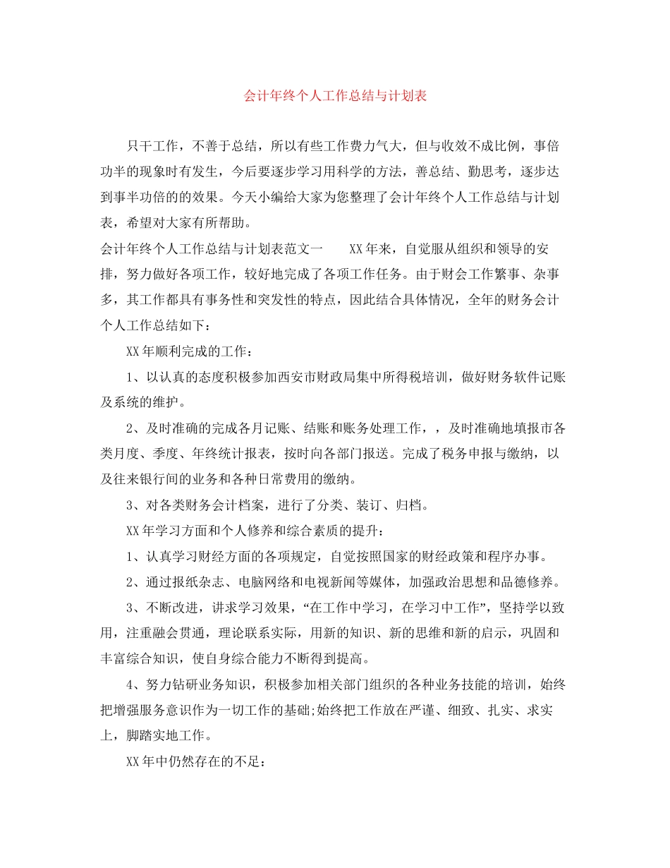 会计年终个人工作总结与计划表_第1页