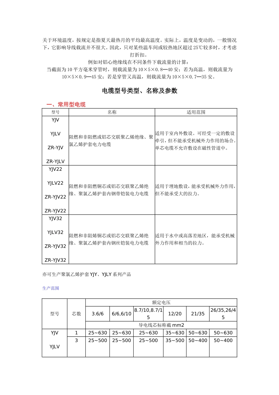 电缆载流量对照表及实用手册_第3页