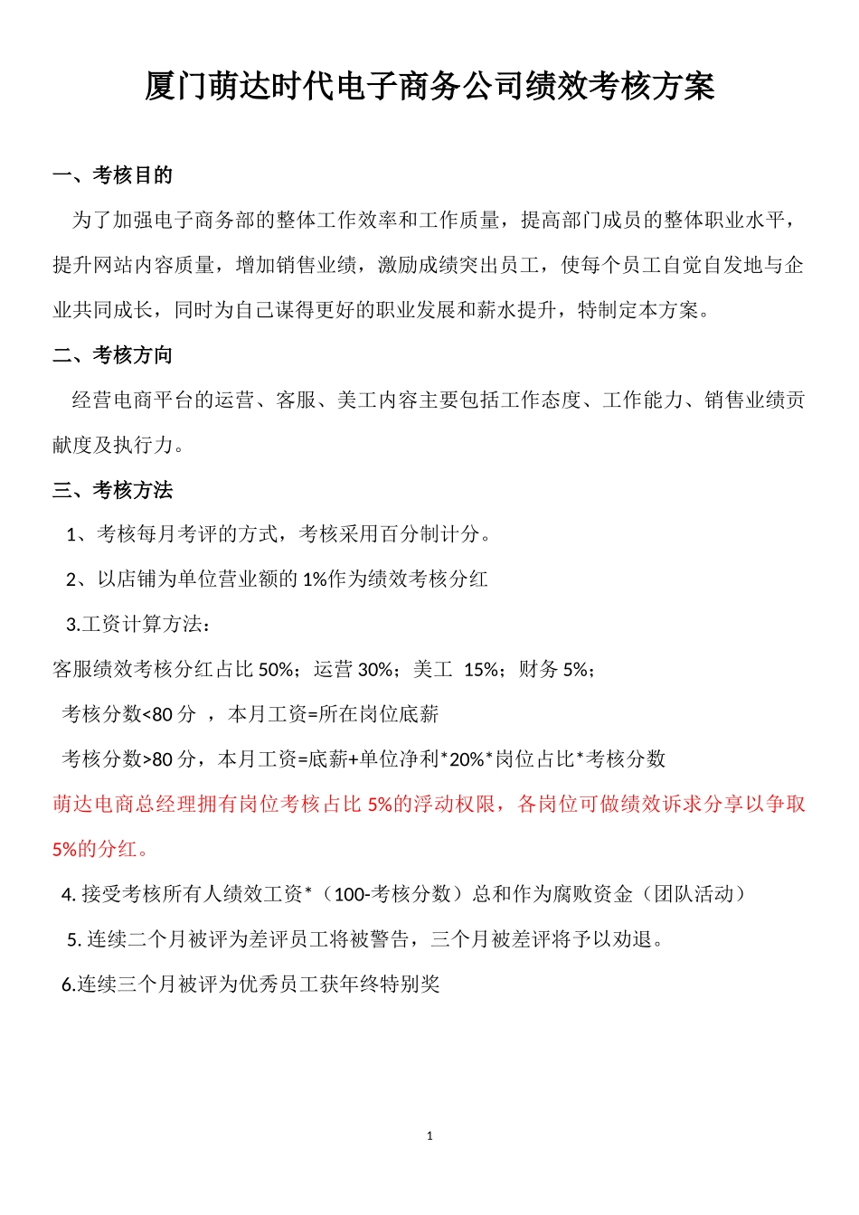 电商员工绩效考核方案_第1页