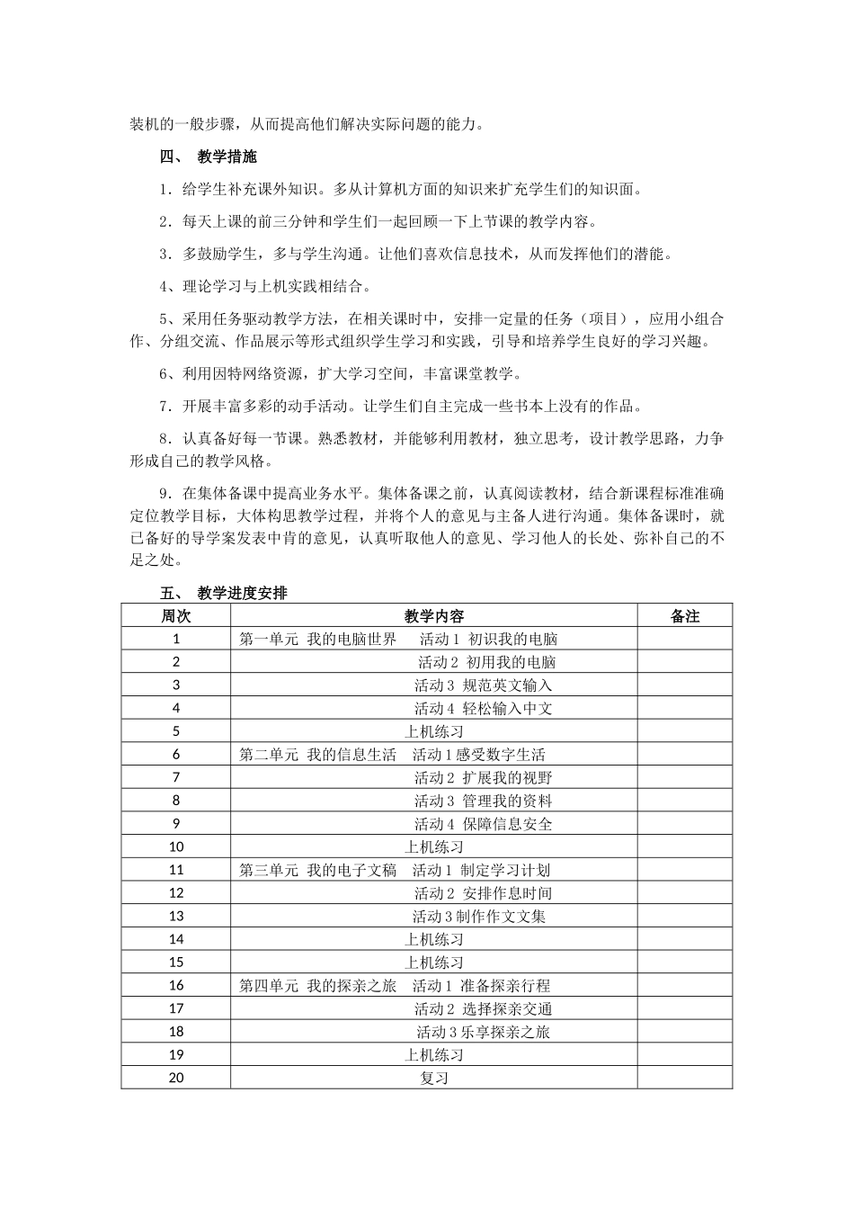 初中部信息技术教学计划_第2页