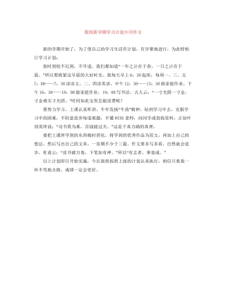 我的新学期学习计划小学作文