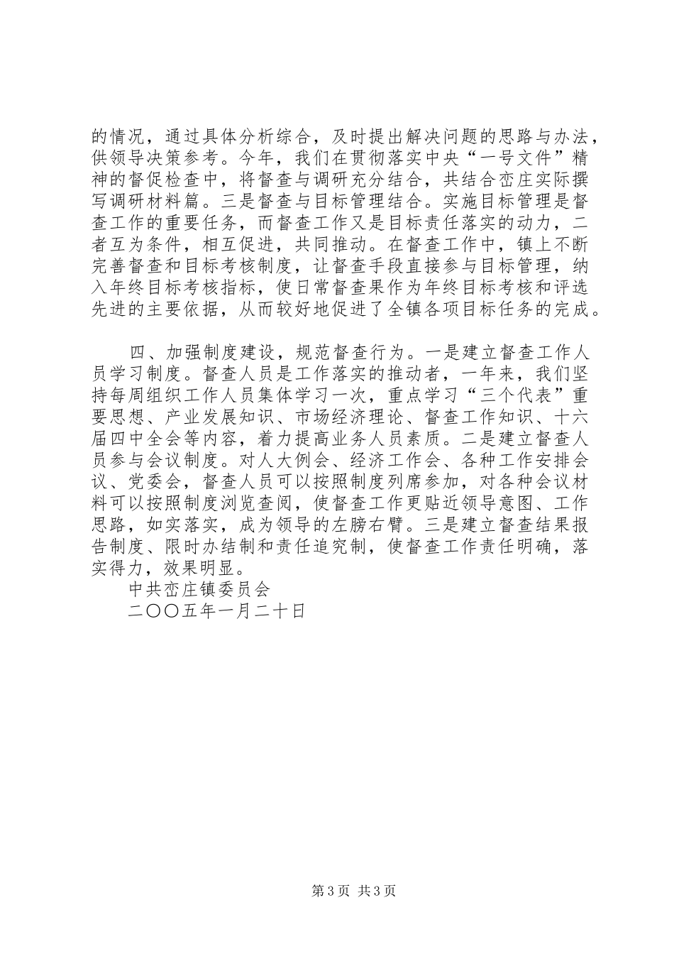 峦庄镇××年督查工作总结 _第3页