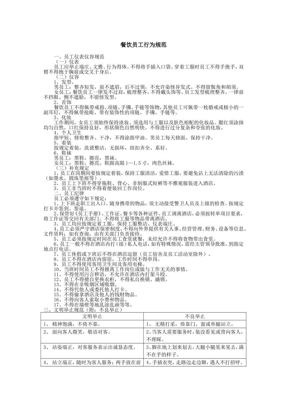 餐饮员工行为规范_第1页