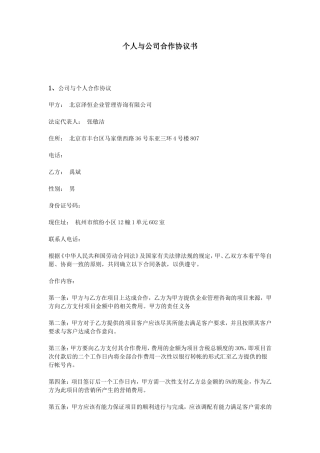 个人与公司合作协议书