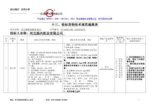 十三、投标货物技术规范偏离表