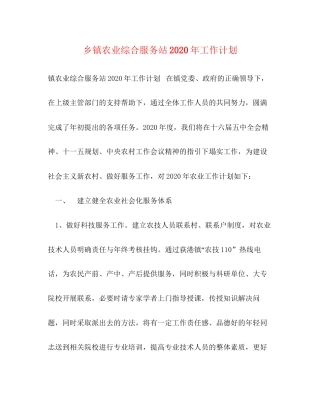 乡镇农业综合服务站年工作计划