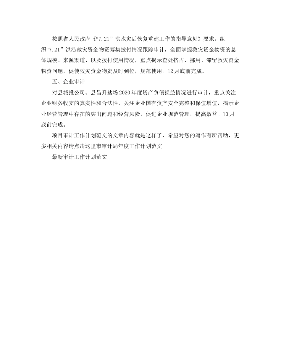 项目审计工作计划范文_第3页