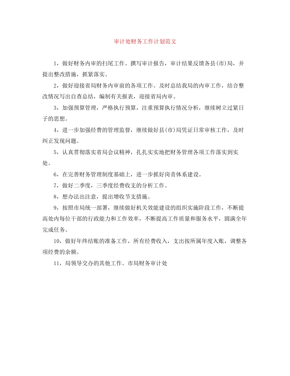 审计处财务工作计划范文_第1页