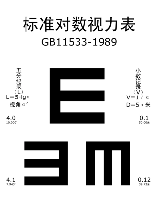 标准对数视力表A4打印版