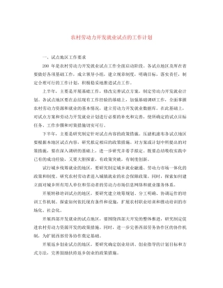 农村劳动力开发就业试点的工作计划