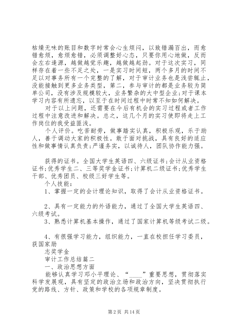 审计工作总结20XX年_第2页
