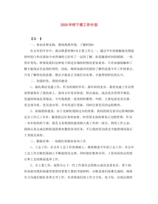 2020年村干部工作计划