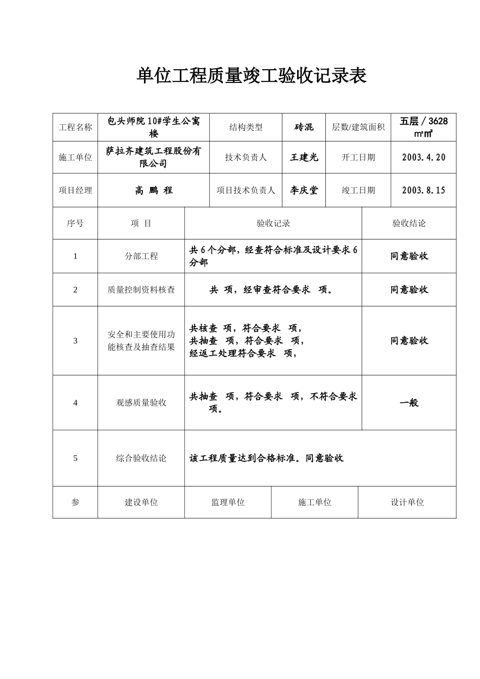 单位(子单位)工程质量竣工验收记录表_第1页