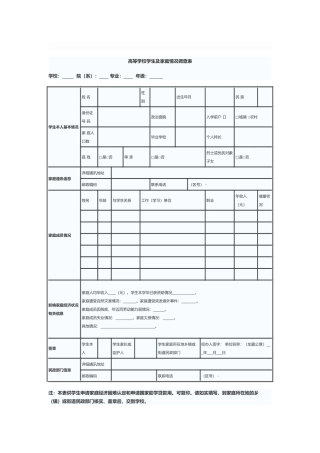 家庭情况调查表