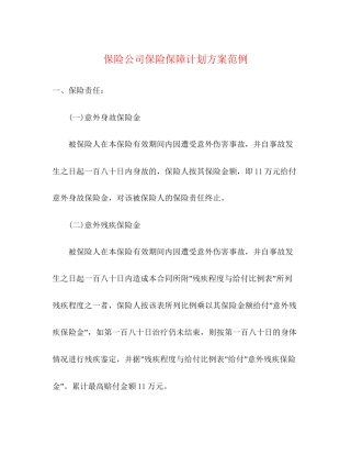 保险公司保险保障计划方案范例