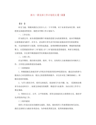 新大一团支部工作计划范文【三篇】