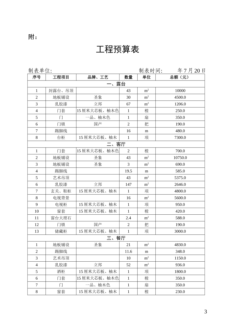 房屋装修合同及预算清单_第3页