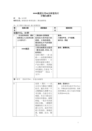 公司宣传片分镜头必备脚本模板