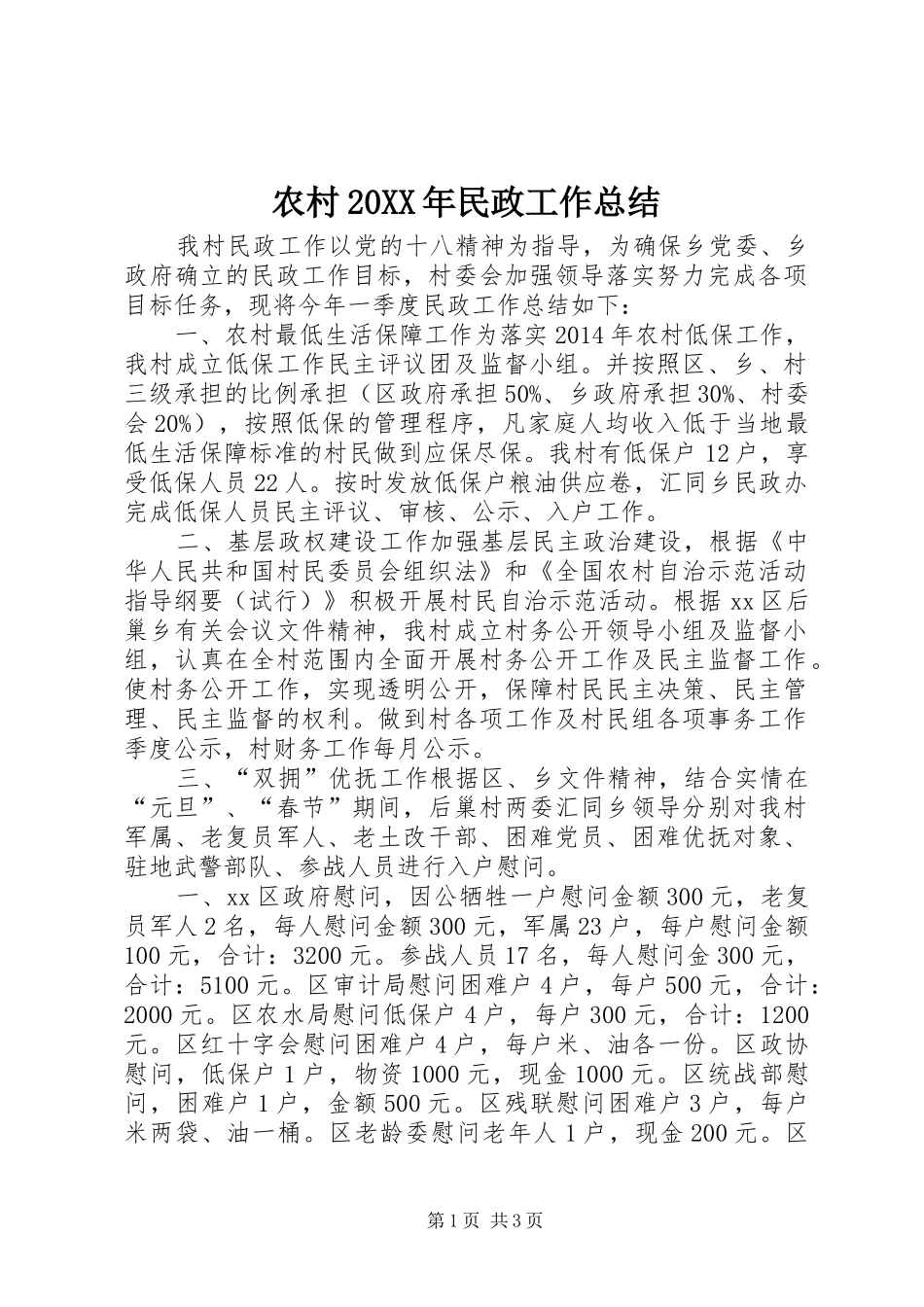 农村20XX年民政工作总结_第1页