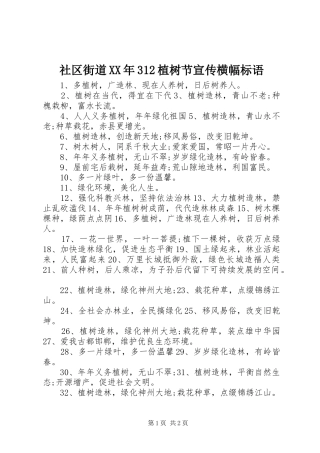 社区街道XX年312植树节宣传横幅标语