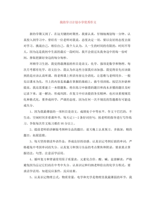 我的学习计划小学优秀作文