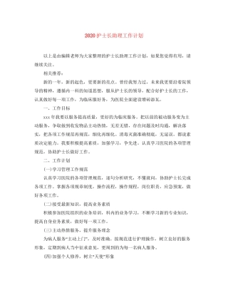 护士长助理工作计划