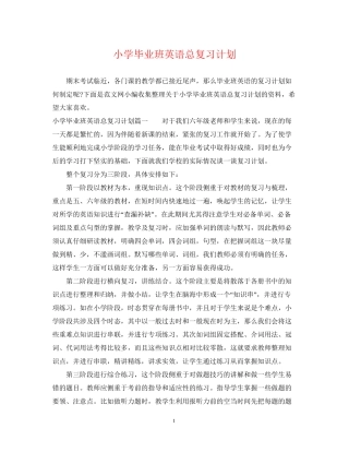 小学毕业班英语总复习计划