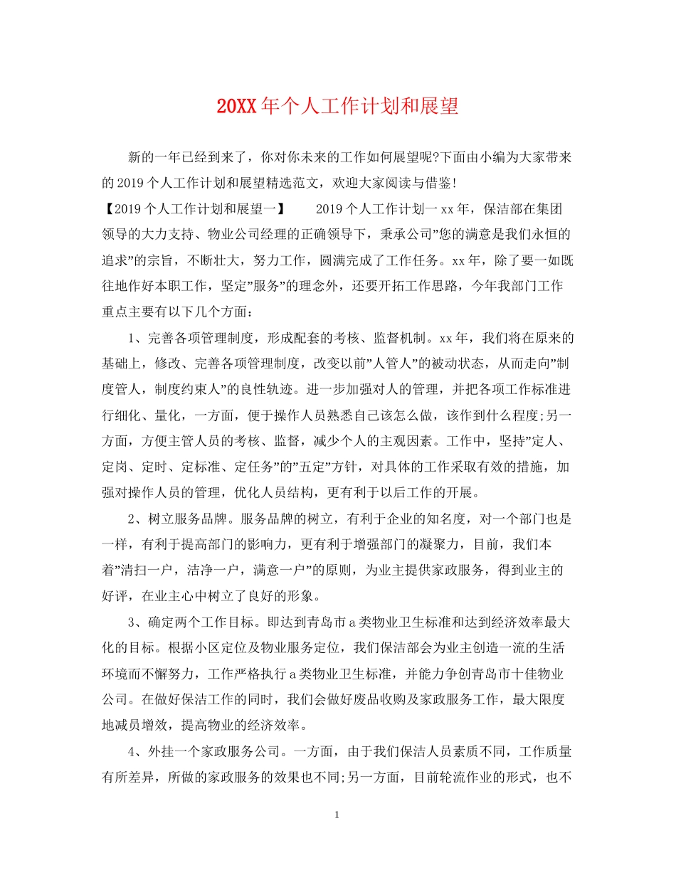 个人工作计划和展望2_第1页