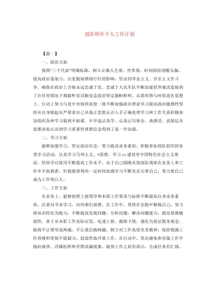 部队明年个人工作计划