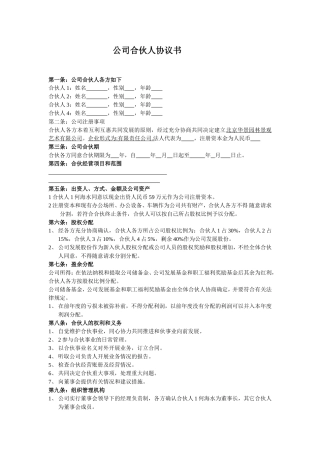 公司合伙人协议书