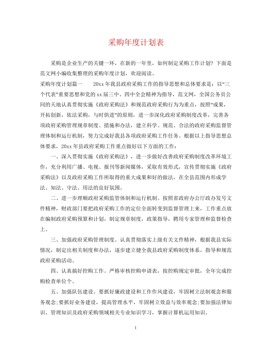 采购年度计划表_第1页
