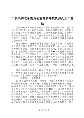 市发展和改革委员会能源和环境资源处工作总结 