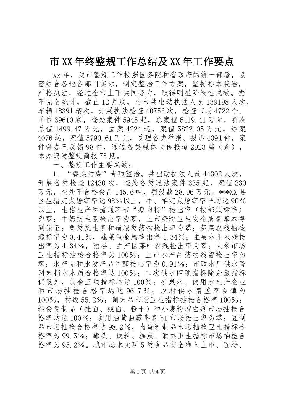 市XX年终整规工作总结及XX年工作要点 _第1页