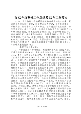 市XX年终整规工作总结及XX年工作要点 