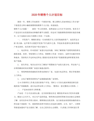 2020年销售个人计划目标