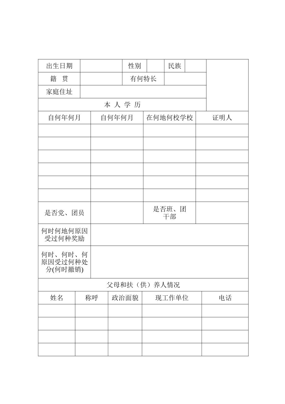四川省中等职业学校毕业生登记表_第2页
