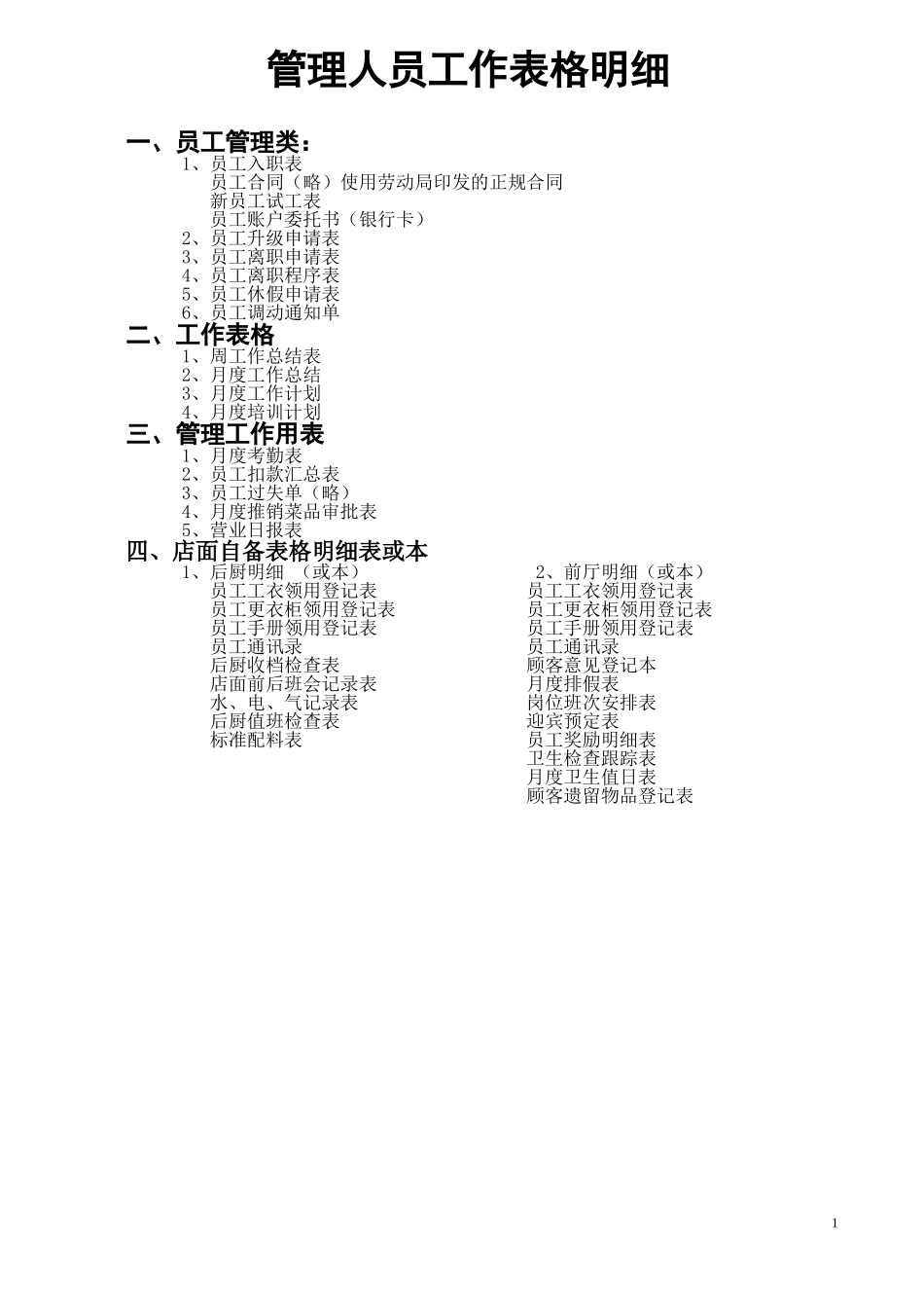 餐饮行政表格范本_第2页