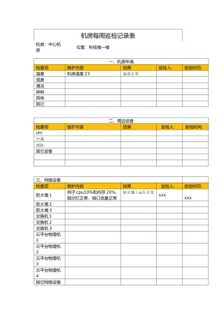 机房巡检表模版