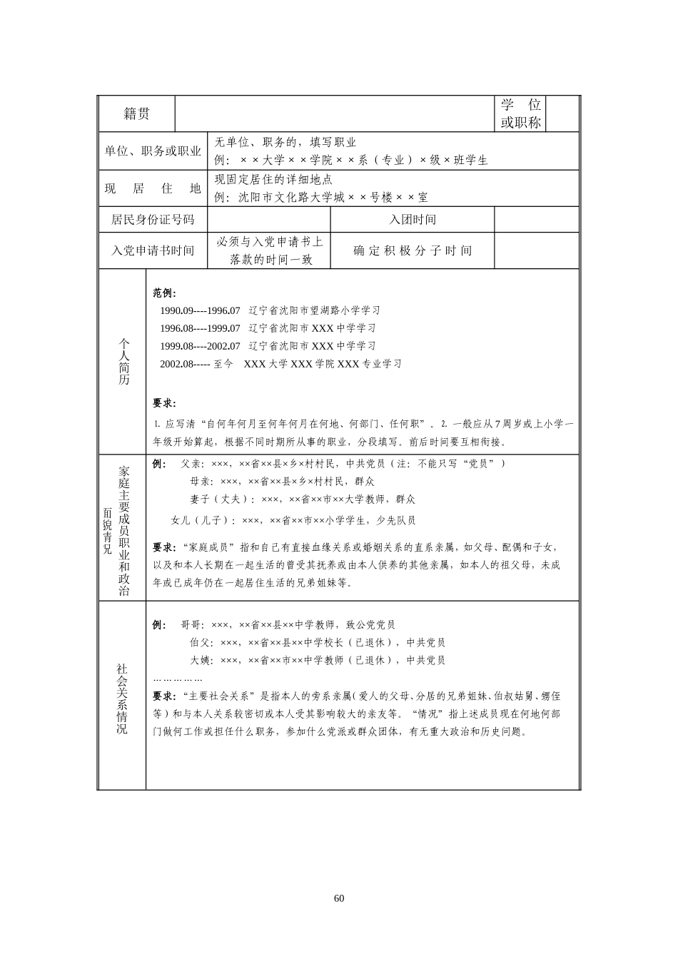 《入党积极分子考察表》填写要求及范例_第3页