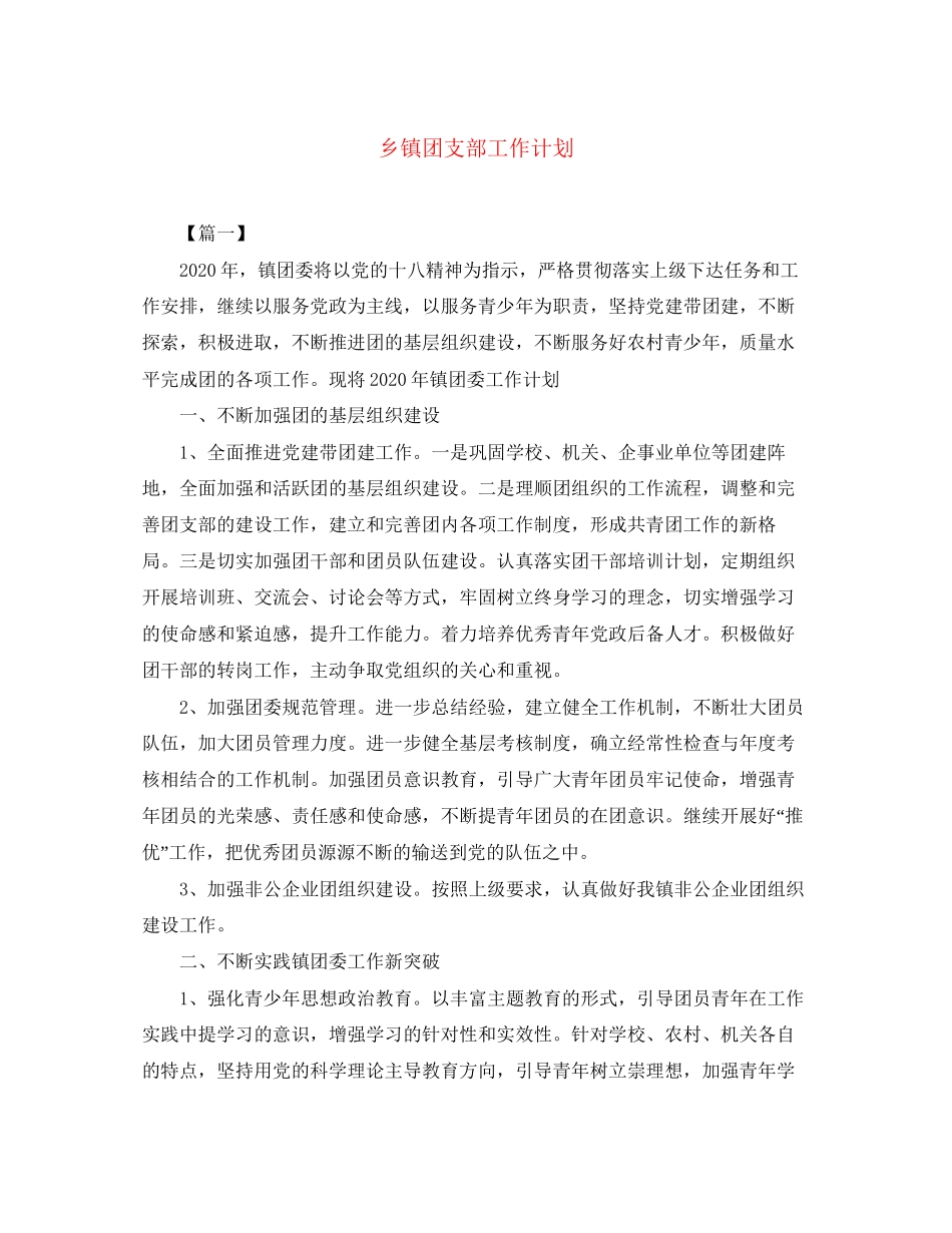 乡镇团支部工作计划_第1页