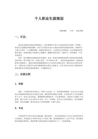 个人职业生涯规划-城市轨道