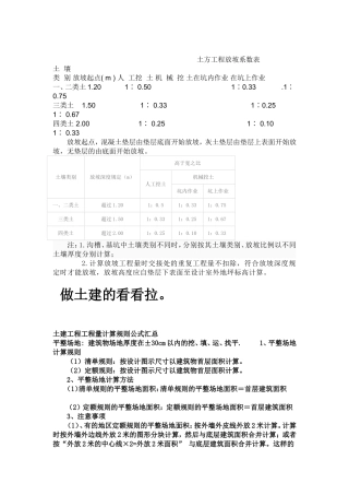 土方工程放坡系数表