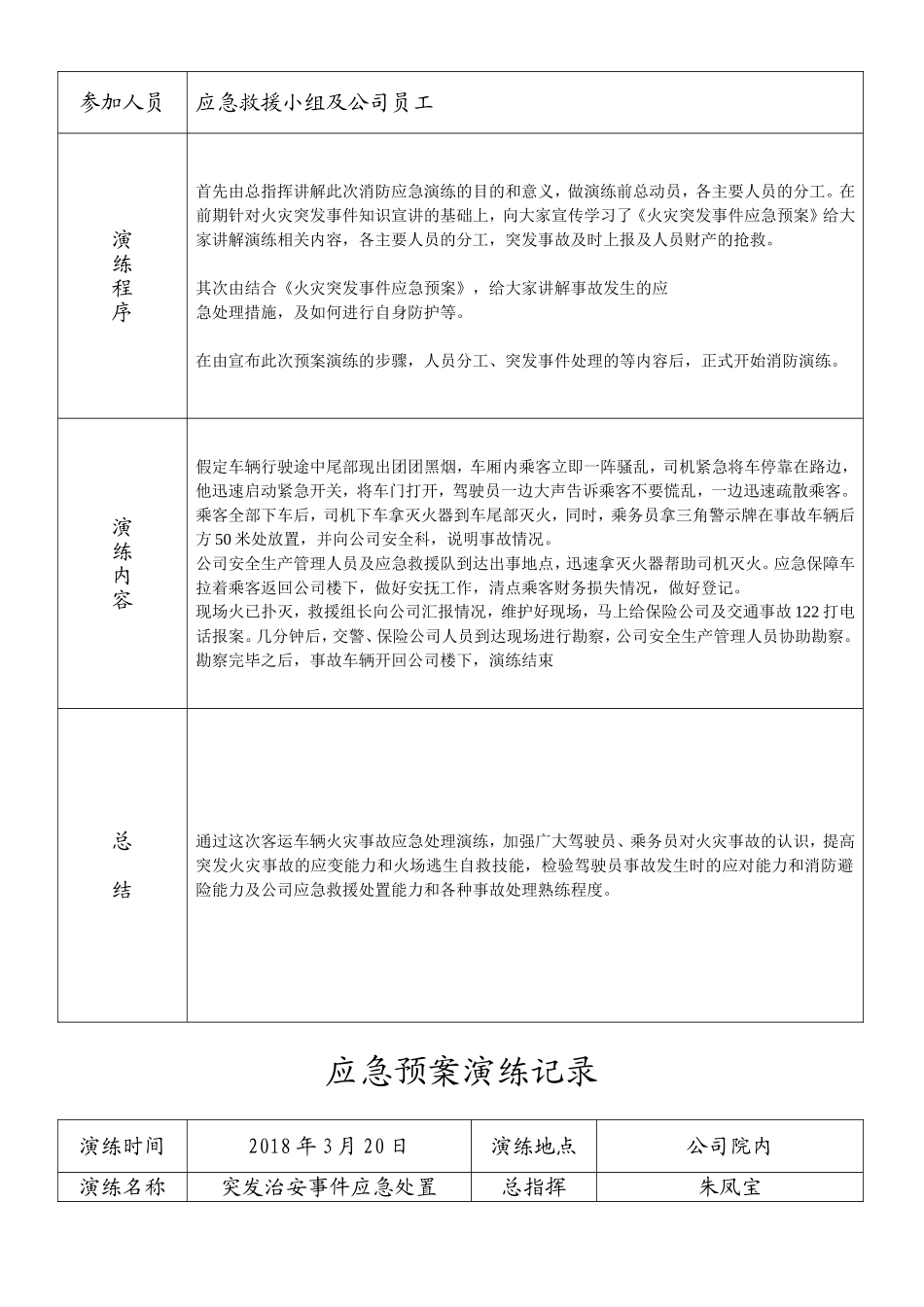 道路旅客运输企业2018年应急预案演练记录_第3页