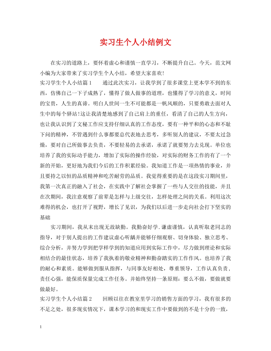 实习生个人小结例文 _第1页